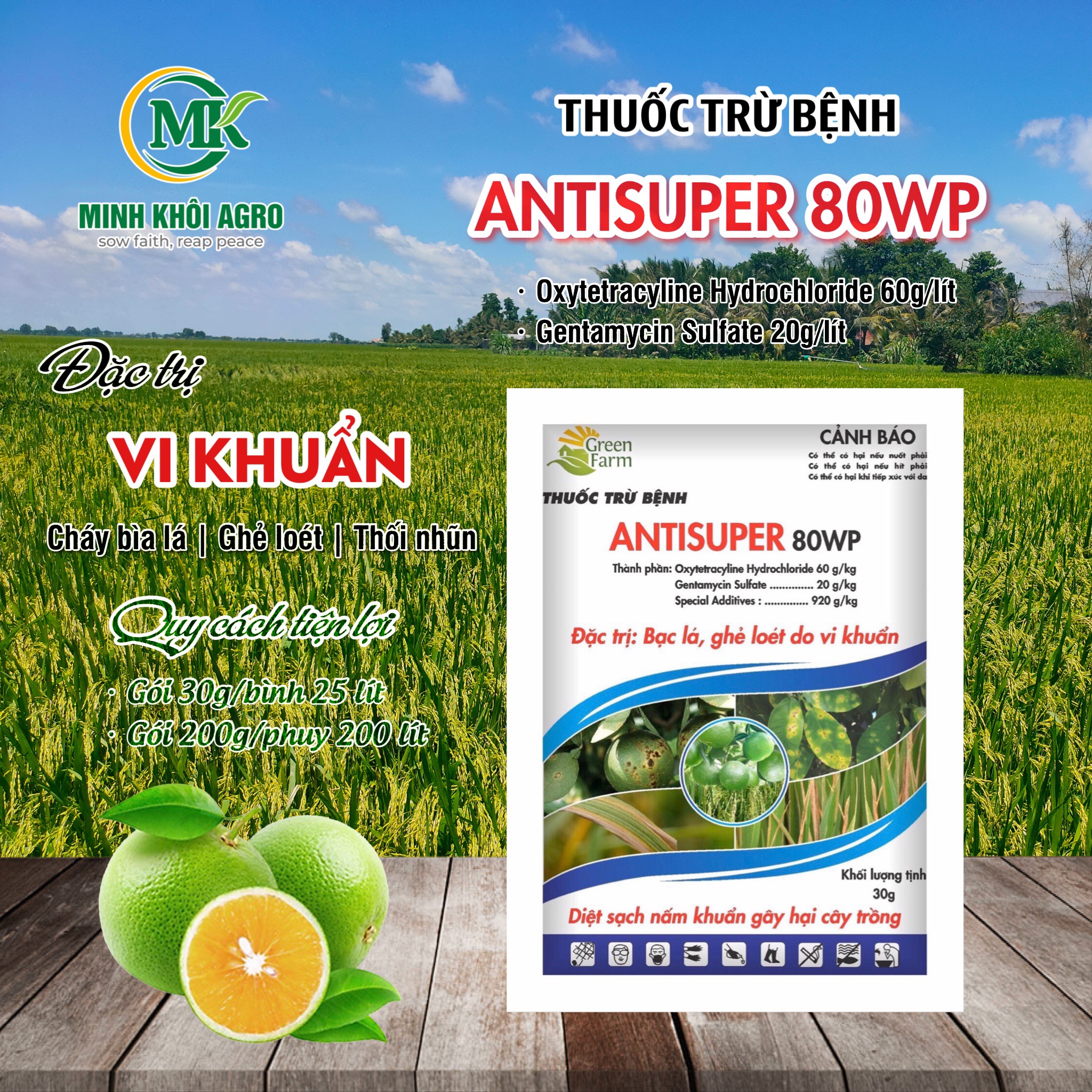 Thuốc trừ bệnh AntiSuper 80WP - Gói 30g